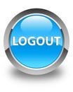 Logout glossy cyan blue round button