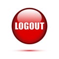 Logout red glossy button on white