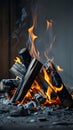 Bright yellow flames flicker and dance in the warmth of a glowing campfire Royalty Free Stock Photo