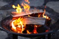 Logs Burning in a Fire Pit Royalty Free Stock Photo