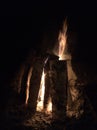 Logs burning in fireplace Royalty Free Stock Photo