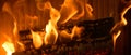 Logs burning in the hearth of a fireplace Royalty Free Stock Photo