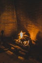 Logs burning in an old fireplace Royalty Free Stock Photo