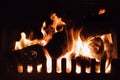 Logs in a Fire, Fireplace, Miners Cabin, Wales Royalty Free Stock Photo