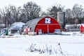 Logs in Logs Quilt Barn, Delavan, WI, Winter Royalty Free Stock Photo