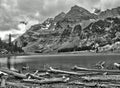 Maroon Bells and Crater Lake in the Rocky Mountain National Park Royalty Free Stock Photo