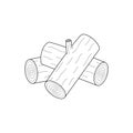 Logs, wood outline icon vector