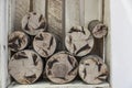 Logs in a wooden box, firewood. Royalty Free Stock Photo