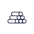 logs, woodpile or lumber line icon, vector