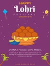 Happy Lohri festival of Punjab India background. Vaishaki Festival. Royalty Free Stock Photo