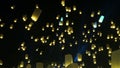 Loi Krathong festival of Thailand beautiful lanterns release in Chinag Mai