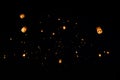 Loi Krathong and Yi Peng released paper lanterns on the sky during night Royalty Free Stock Photo