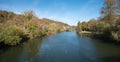 Loisach river Wolfratshausen, in autumnal season. bavarian landscape