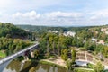Panoramic View of Loket Town with Bridge and River Royalty Free Stock Photo