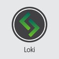 Loki Crypto Currency Coin. Vector Symbol of LOKI. Vector Icon Royalty Free Stock Photo