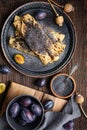 Lokse, traditional Slovak potato flatbread with plum jam and poppy seed filling Royalty Free Stock Photo