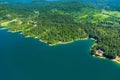 Lokvarsko lake with Risnjak mountain in background, reflection, Lokve, Gorski kotar, Croatia Royalty Free Stock Photo