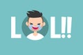 LOL conceptual illustrated sign. laughing out loud boy Royalty Free Stock Photo