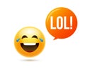 Lol emoji icon smile face. Emoticon joke happy cartoon funny lol emoji illustration Royalty Free Stock Photo