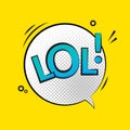 Lol text speech label icon. Pop retro vector tag comic background design Royalty Free Stock Photo