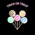 Lolipop icon isolated on background. Halloween. Bright caramel. Sweet candy. Trick or treat. Childhood concept. Vector flat design