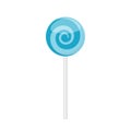 Lollipop candy with blue spiral pattern Royalty Free Stock Photo