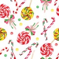 Lollipop candy cane seamless pattern Royalty Free Stock Photo