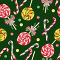 Lollipop candy cane seamless pattern Royalty Free Stock Photo