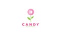 Lollipop candy with leaf plant green logo design vector icon symbol illustration Royalty Free Stock Photo