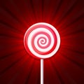 Lollipop Candy on Red Background. Vector