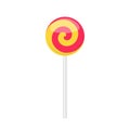 Lollipop candy with red and yellow spiral pattern Royalty Free Stock Photo