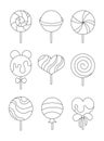 Lollipop candy stick. Coloring Page. Royalty Free Stock Photo