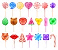 Lollipop of candy vector realistic set icon. Vector illustration sweet lollypop on white background. Realistic set icon Royalty Free Stock Photo