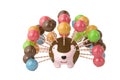 Lollipop with cartoon hedgehog. 3D illustration. Royalty Free Stock Photo