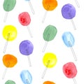 Lollipop colorful candies seamless pattern on the white background