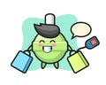 Lollipop mascot cartoon holding a shopping bag