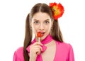 Lollipop girl sweet candy Royalty Free Stock Photo