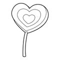 Lollipop heart icon, outline style