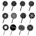 Lollipop icon vector set. Candy illustration sign collection. Sweets symbol or logo. Royalty Free Stock Photo