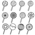 Lollipop icon vector set. Candy illustration sign collection. Sweets symbol or logo. Royalty Free Stock Photo