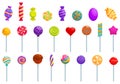 Lollipop icons set cartoon vector. Spiral round sweet