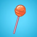 Lollipop illustration. Orange candy hand-drawn vector illustration