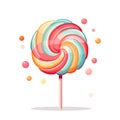 Lollipop image isolated. Sweet spiral lollipop on stick. Twisted candy Royalty Free Stock Photo