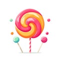 Lollipop image isolated. Sweet spiral lollipop on stick. Twisted candy Royalty Free Stock Photo