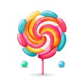 Lollipop image isolated. Sweet spiral lollipop on stick. Twisted candy Royalty Free Stock Photo