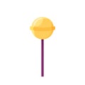 Lollipop isolated. Vector flat illustration of lollipop on stick on white background. Sweet round sugar candy Royalty Free Stock Photo