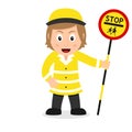 Lollipop Lady Character with a Traffic Sign Royalty Free Stock Photo