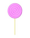 Lollipop pink on stick isolated. Candy on white background. Sweetness