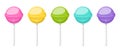 Lollipop, round hard sugar candy on stick