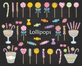 Lollipop set vector hand drawn doodle illustration. Royalty Free Stock Photo